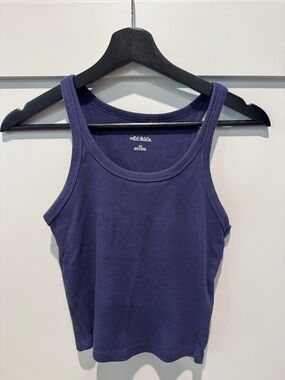 wild fable Dark Blue Ribbed Tank Top - Women's Sleeveless Crop